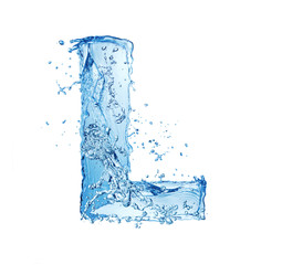 Fototapeta na wymiar letter L made of water splash isolated on white background