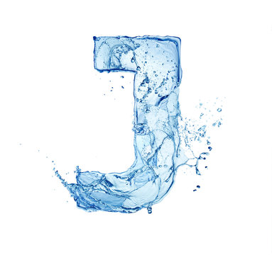 letter J made of water splash isolated on white background