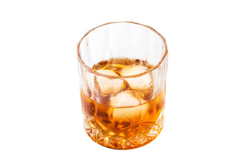 Whiskey with ice cubes.