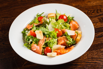 caesar salad with salmon fish