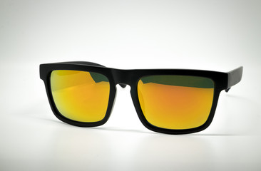 Fashion sunglasses. Sunglasses with mirror lenses. sunglasses on white background.