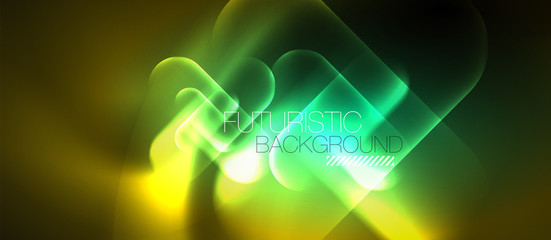 Neon glowing techno lines, blue hi-tech futuristic abstract background template