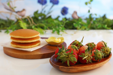 パンケーキと苺