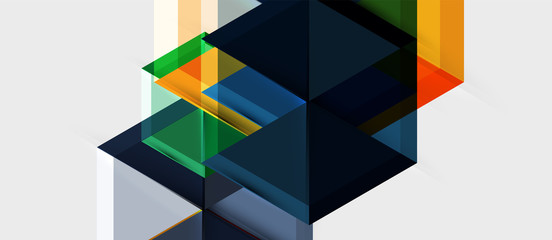 Geometric triangle and hexagon abstract background, vector illustration