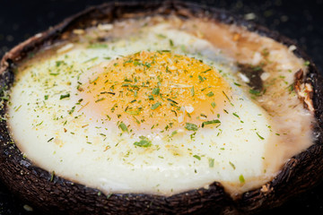 Brunch Style Portobello Mushroom Baked Eggs. Stuffed Mushrooms.