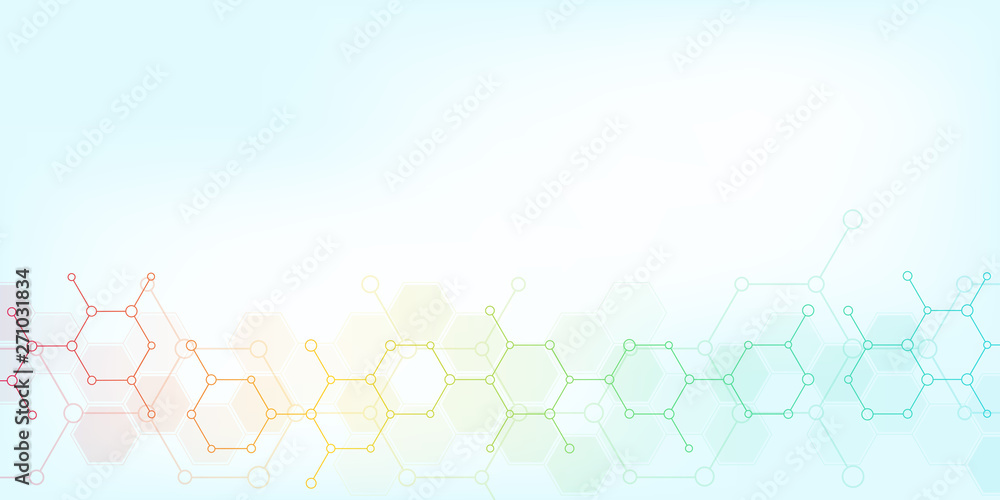 Wall mural abstract background of science and innovation technology. technical background with molecular struct