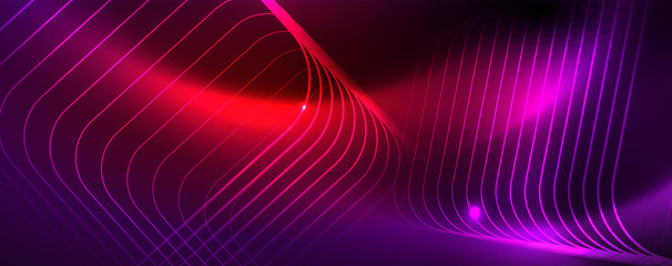 Shiny glowing design background, neon style lines, technology concept, vector