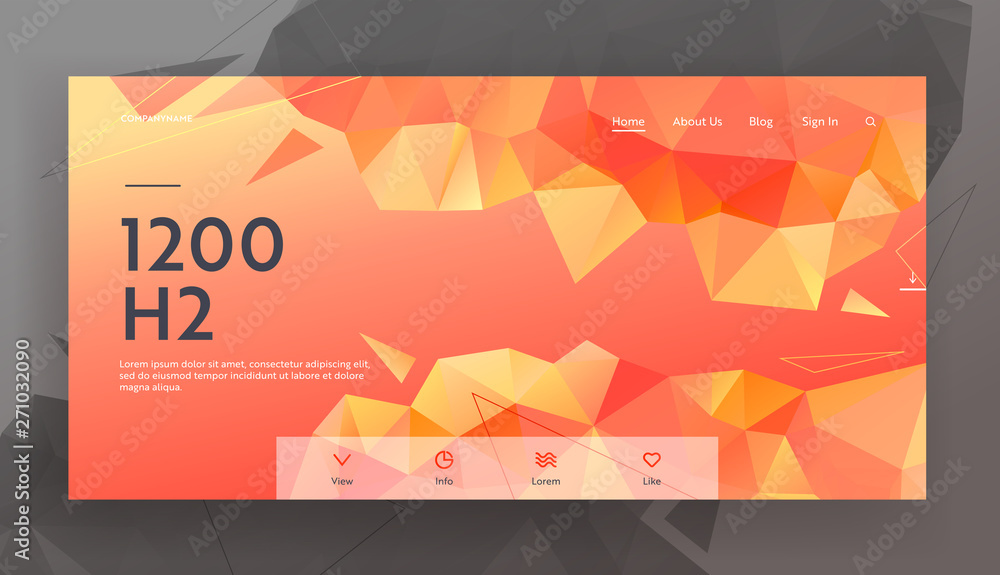 Poster abstract triangulated background with dynamic red orange colored pattern. modern geometric texture w