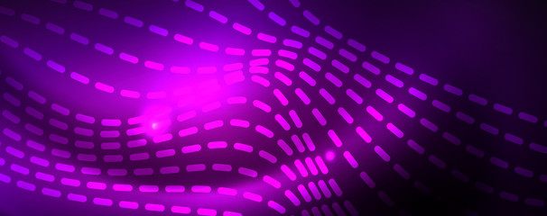 Fototapeta premium Neon vector wave lines abstract background, magic futuristic techno design