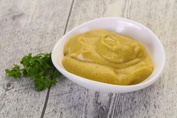 Mustard sauce in the bowl