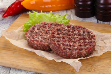 Raw burger cutlet
