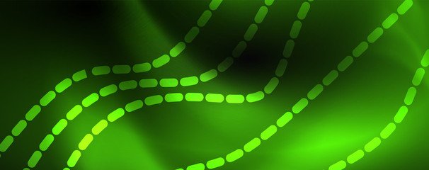 Obraz premium Smoky glowing waves in the dark. Dark abstract background with neon color light and wavy lines. Vector