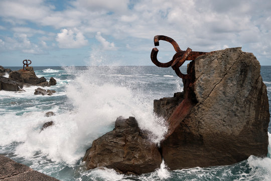 Peine del Viento tourist place in San Sebastian, Basque Country, Spain