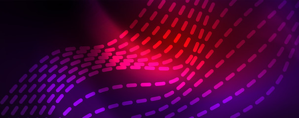 Obraz premium Neon vector wave lines abstract background, magic futuristic techno design