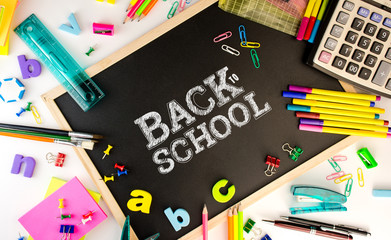 Back to School concept  isolated with white background office and school Supplies