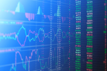 financial business stock market graph chart candle stick screen monitor