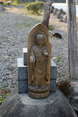 The closeup view of Wandering monk statue at Reisenji Temple