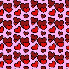 Naklejka na ściany i meble red heart color seamless pattern background