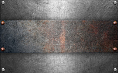 Rusty signboard with rivets
