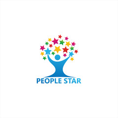 People Star Tree Logo Template Design Vector, Emblem, Design Concept, Creative Symbol, Icon