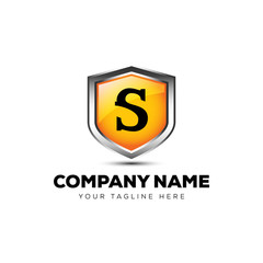 Letter S Shield Logo 3D vector template security company