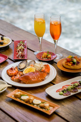 Various Italian dishes on the table. Italian delicious food