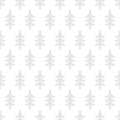 Cute monochrome seamless pattern with fir trees 