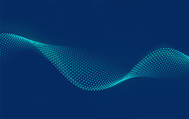 Beautiful wave shaped array of glowing dots.Abstract vector design element. 
