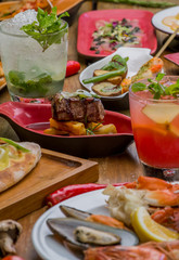Various Italian dishes on the table. Italian delicious food
