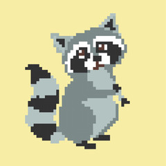 Vector Illustration of cartoon raccoon - Pixel design