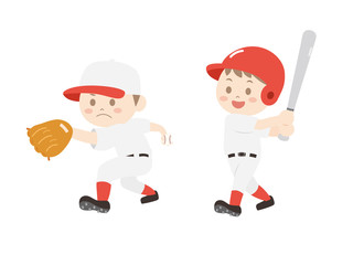 野球をする少年のイラスト