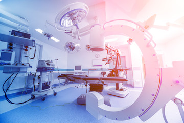 Modern equipment in operating room. Medical devices for neurosurgery.