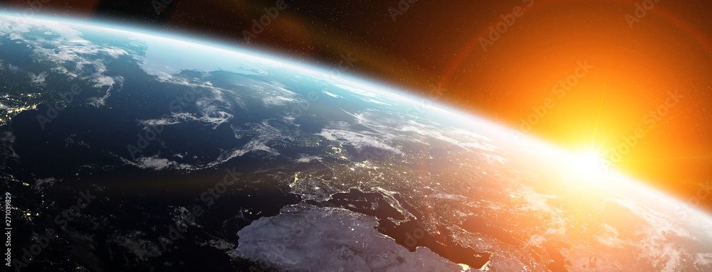 Fototapete view of blue planet earth in space 3d rendering elements of this image furnished by nasa