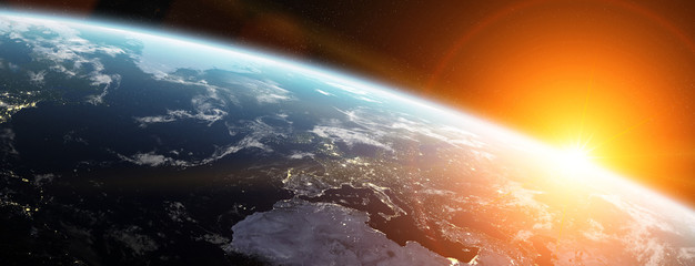 View of blue planet Earth in space 3D rendering elements of this image furnished by NASA © sdecoret