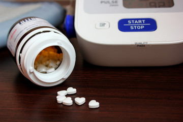 pills for hypertension and tonometer