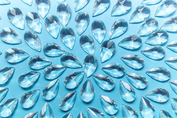 Crystals on blue background