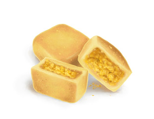 The Digital Painting of Taiwanese Pineapple Cake with Egg Yolk in Realism Art Style