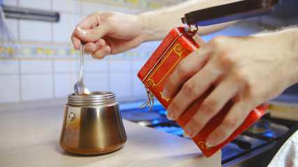 Preparing the espresso coffee