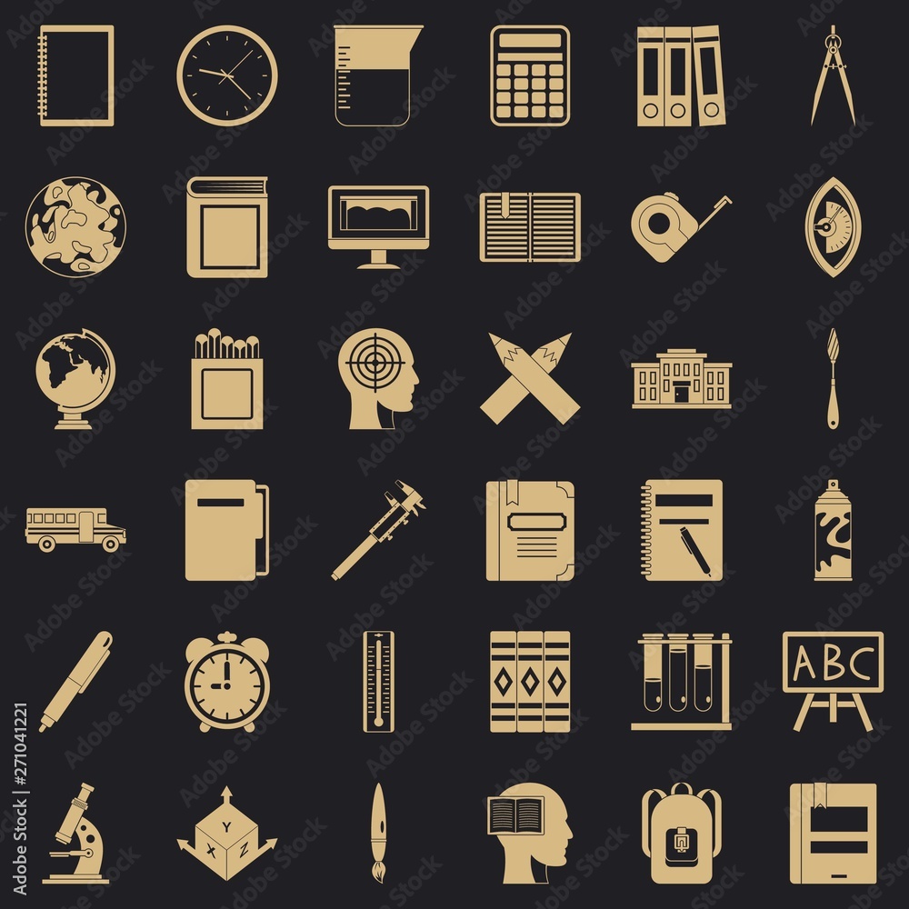 Poster desk icons set. simple style of 36 desk vector icons for web for any design