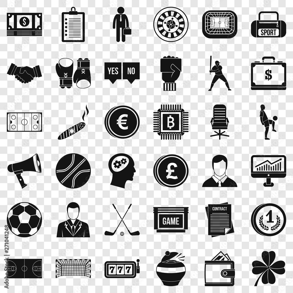 Aufkleber lottery icons set. simple style of 36 lottery vector icons for web for any design