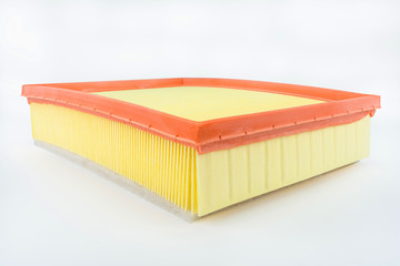 Rectangular air filter for the car, isolated on a white background with a clipping path.