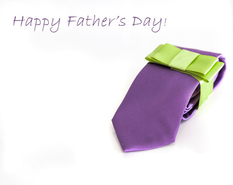 Stylish Tie with ribbon, perfect gift for men. Father day  greeting card with copy space. Men accessories and fashion background.