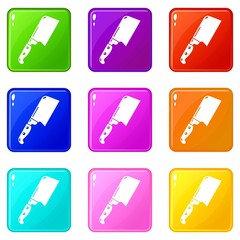 Knife meat icons set 9 color collection isolated on white for any design