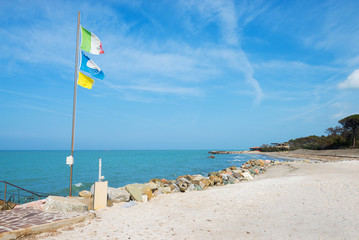 Beautiful azure sea and the rocky beach
