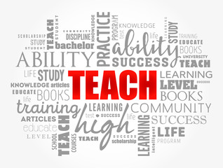 TEACH word cloud collage, education concept background