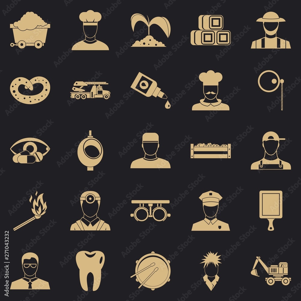 Poster occupational icons set. simple set of 25 occupational vector icons for web for any design