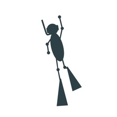 Silhouette of diver. Doodle style diver icon. The concept of sport diving.