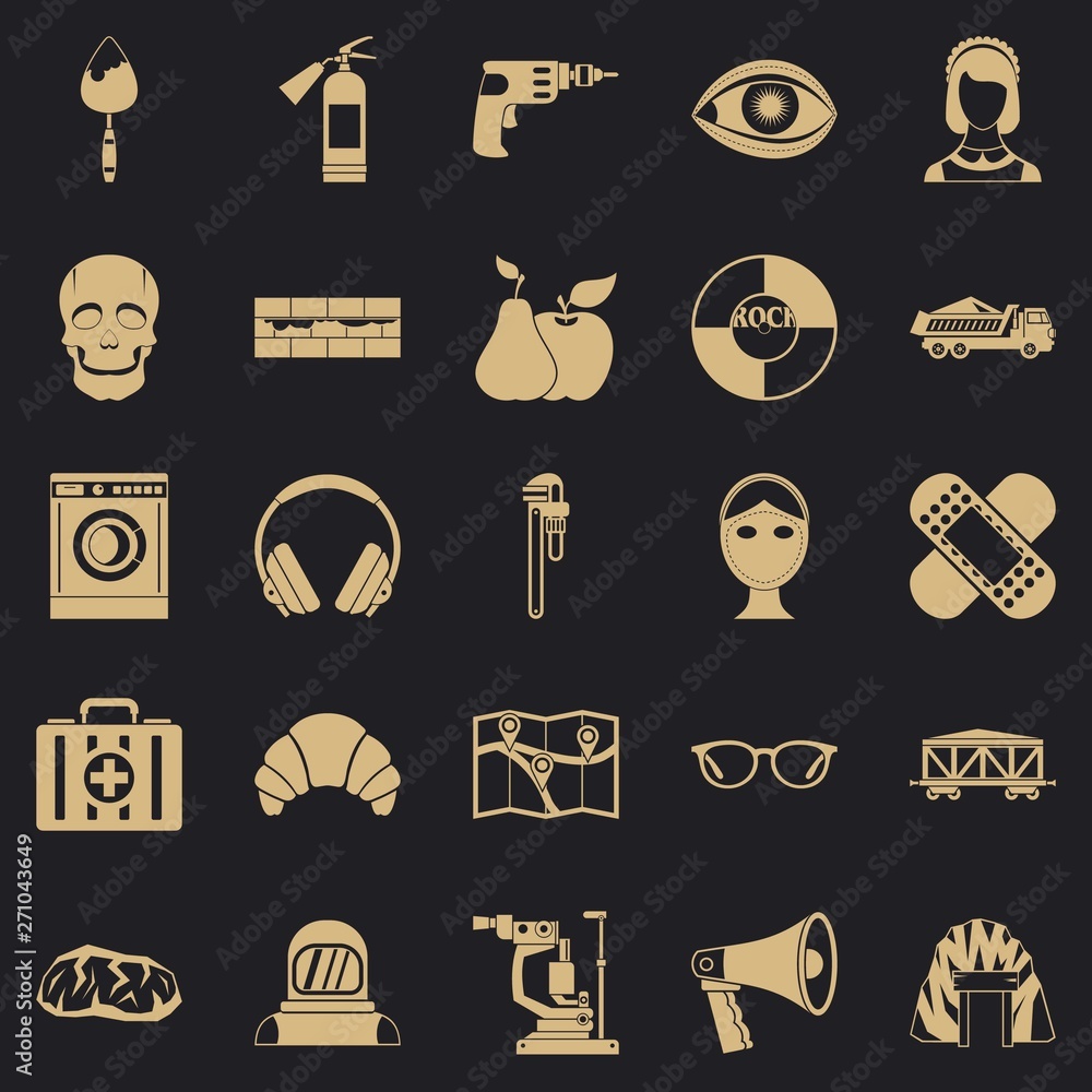 Poster tool icons set. simple set of 25 tool vector icons for web for any design
