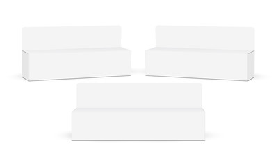 Set of rectangular horizontal boxes for toothpaste or cream, isolated on white background. Vector illustration