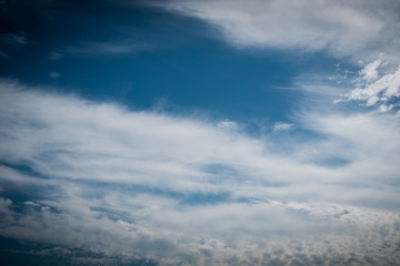blue sky with clouds and birds